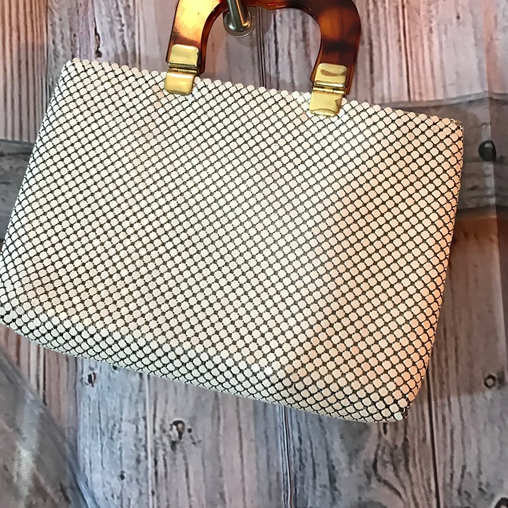 🍁 Sale 2x$20 Vintage White Metal Chain Handbag Purse